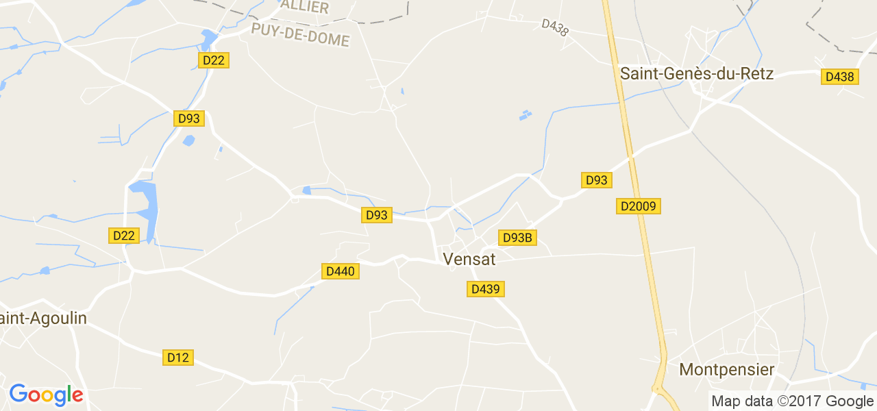 map de la ville de Vensat