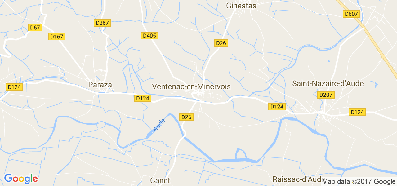 map de la ville de Ventenac-en-Minervois