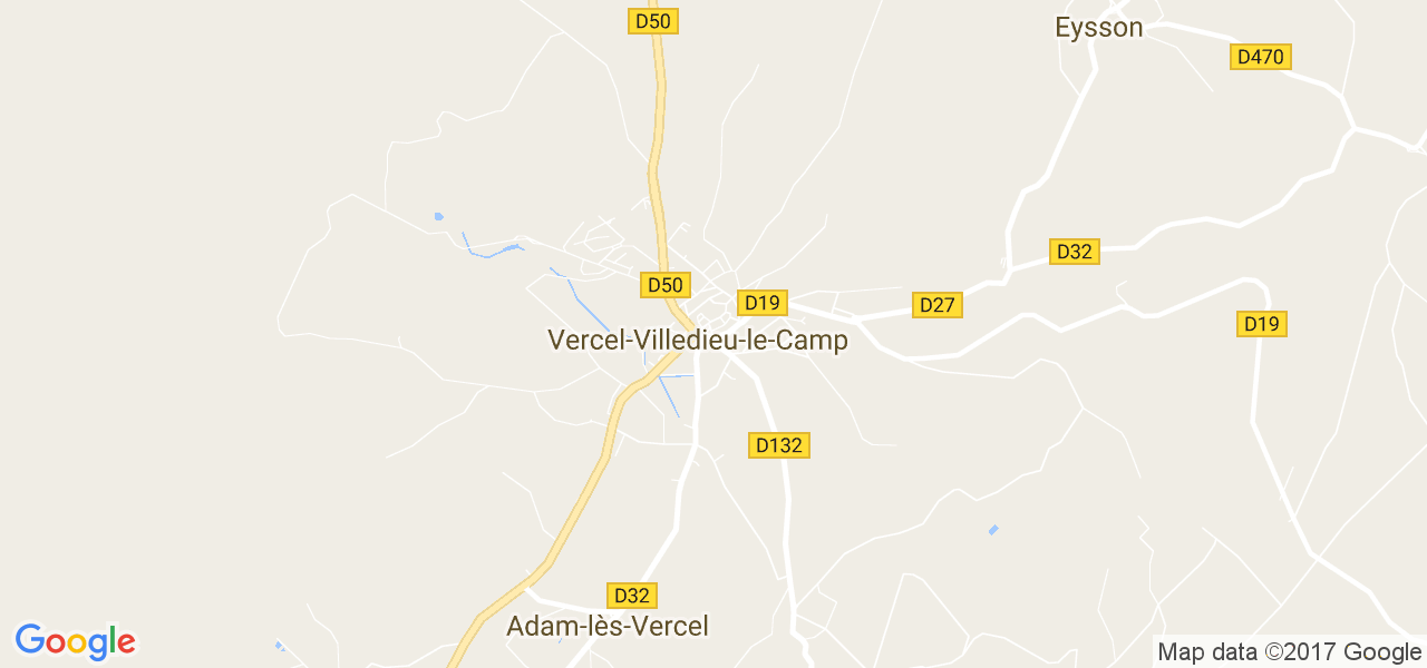 map de la ville de Vercel-Villedieu-le-Camp