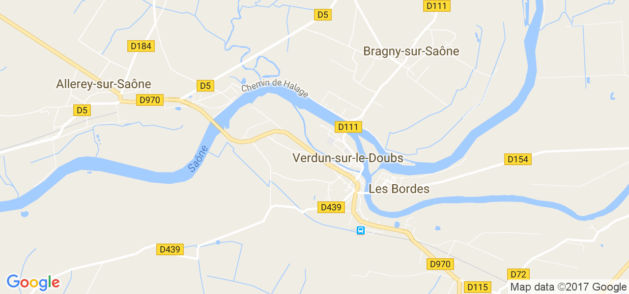 map de la ville de Verdun-sur-le-Doubs