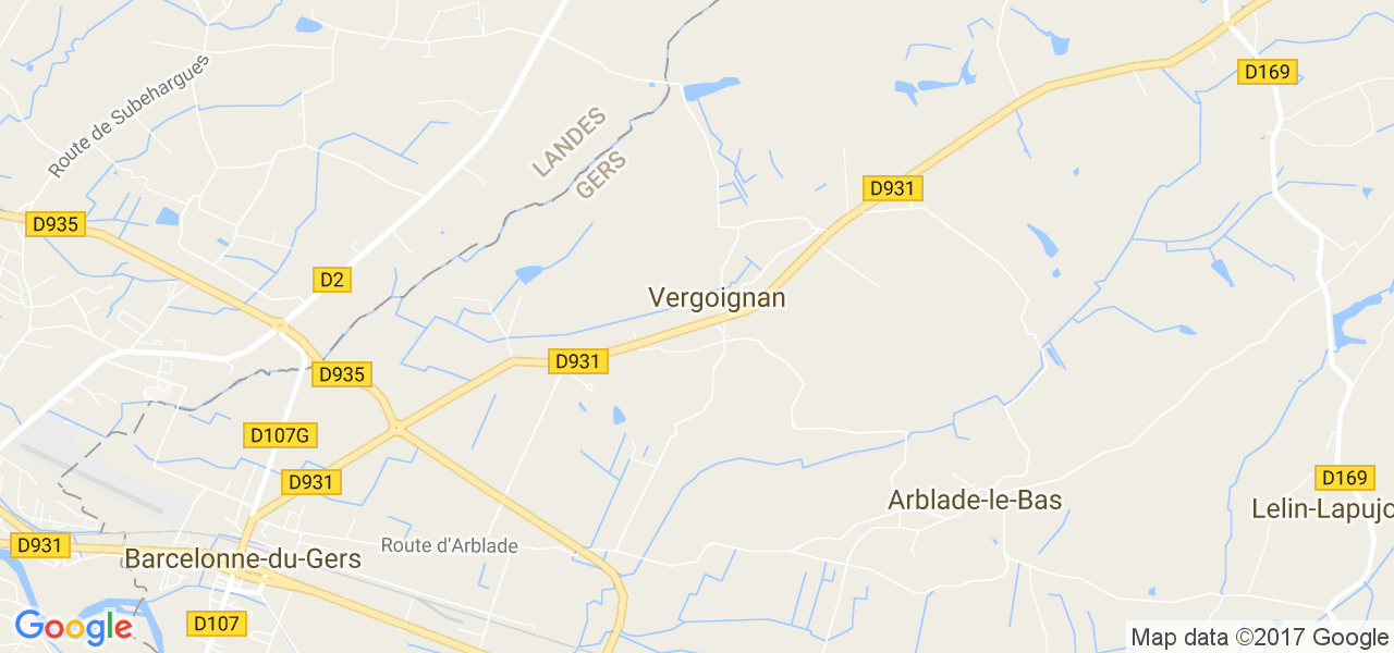 map de la ville de Vergoignan