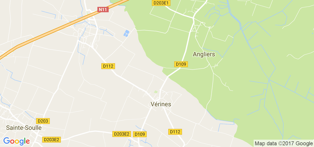 map de la ville de Vérines