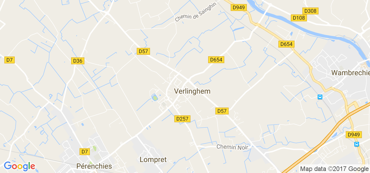 map de la ville de Verlinghem