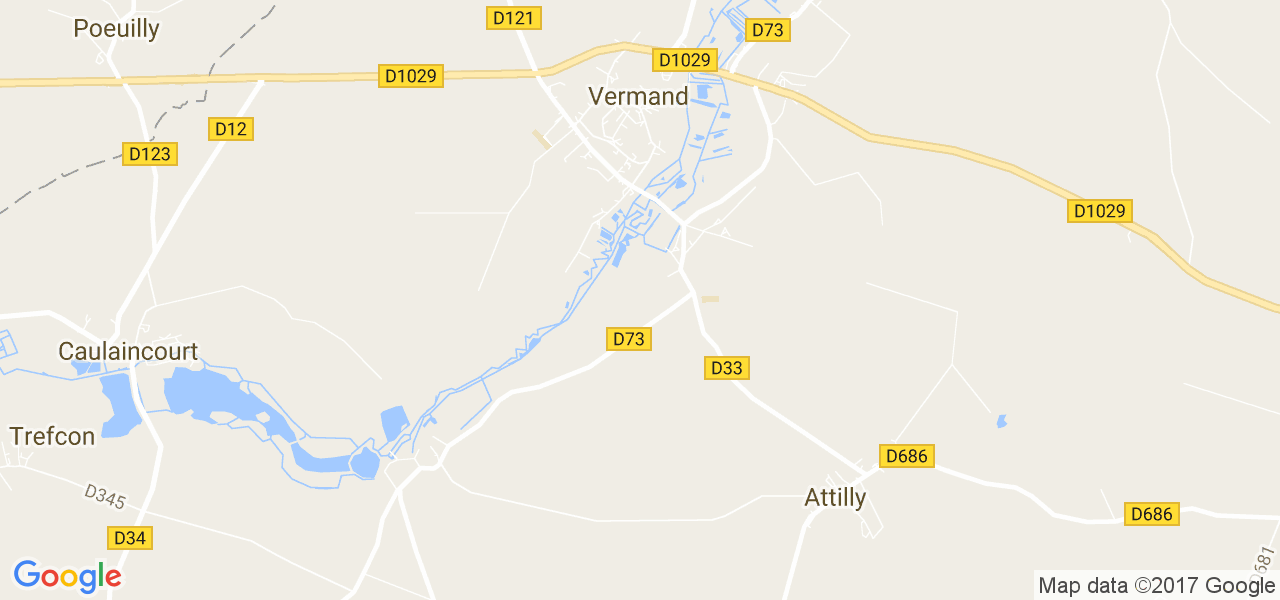 map de la ville de Vermand