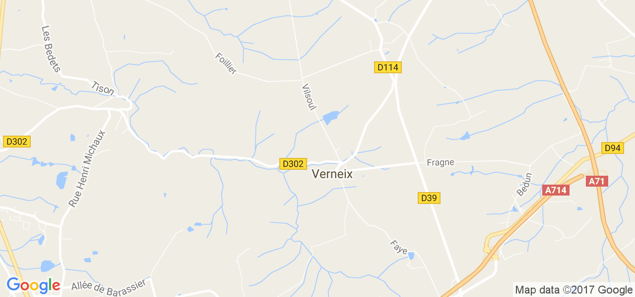 map de la ville de Verneix