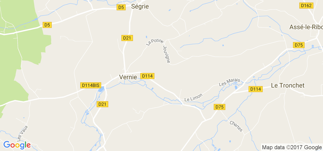 map de la ville de Vernie