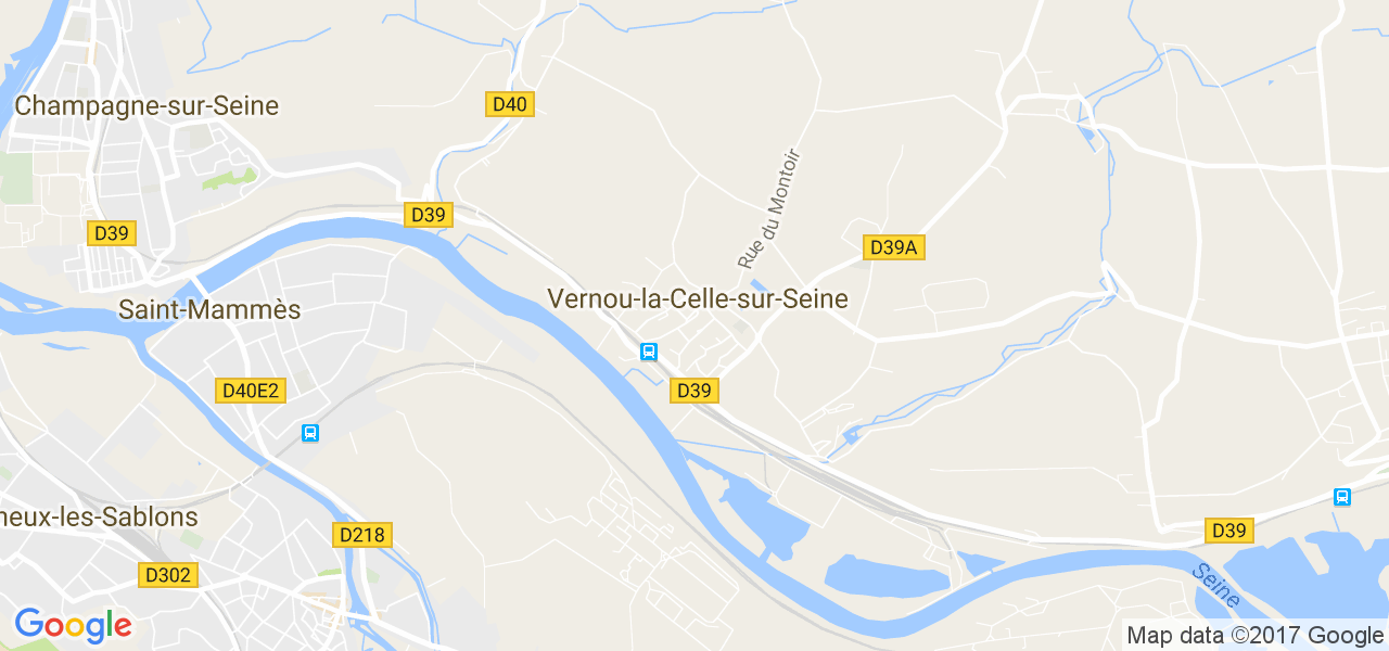 map de la ville de Vernou-la-Celle-sur-Seine