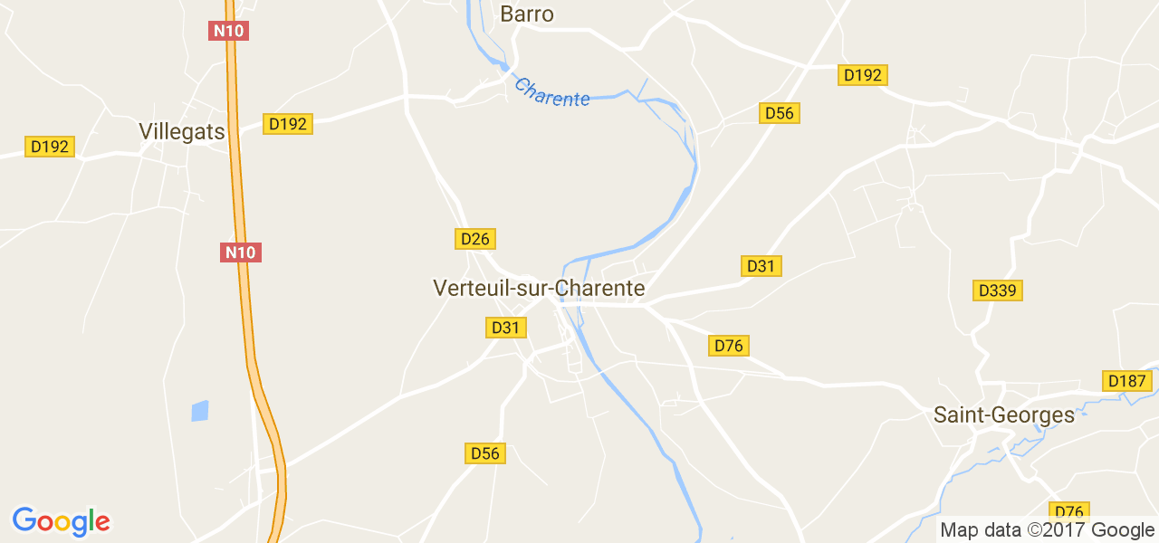 map de la ville de Verteuil-sur-Charente