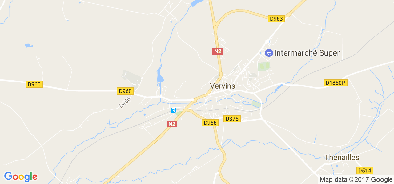 map de la ville de Vervins