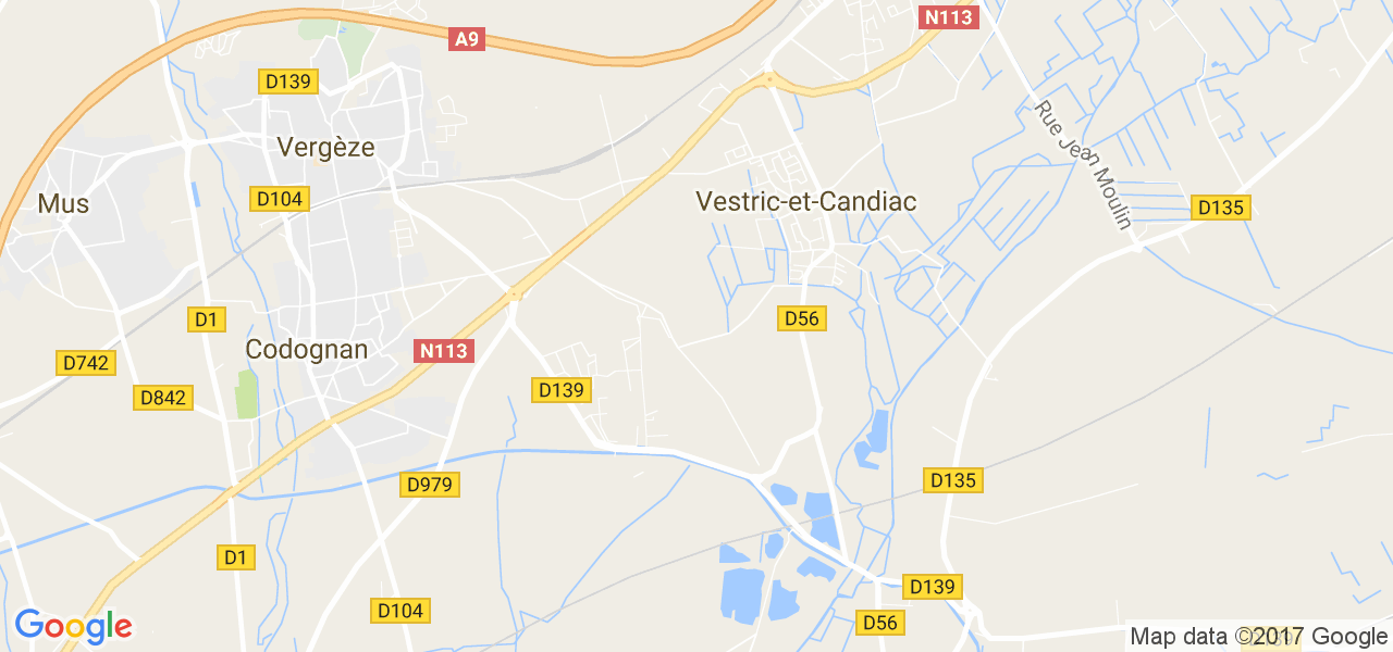 map de la ville de Vestric-et-Candiac