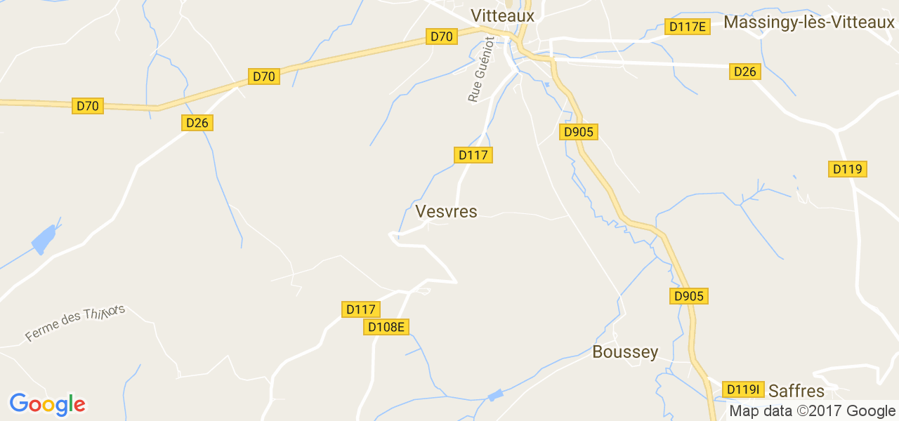 map de la ville de Vesvres