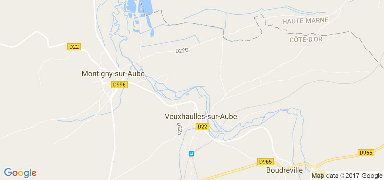 map de la ville de Veuxhaulles-sur-Aube