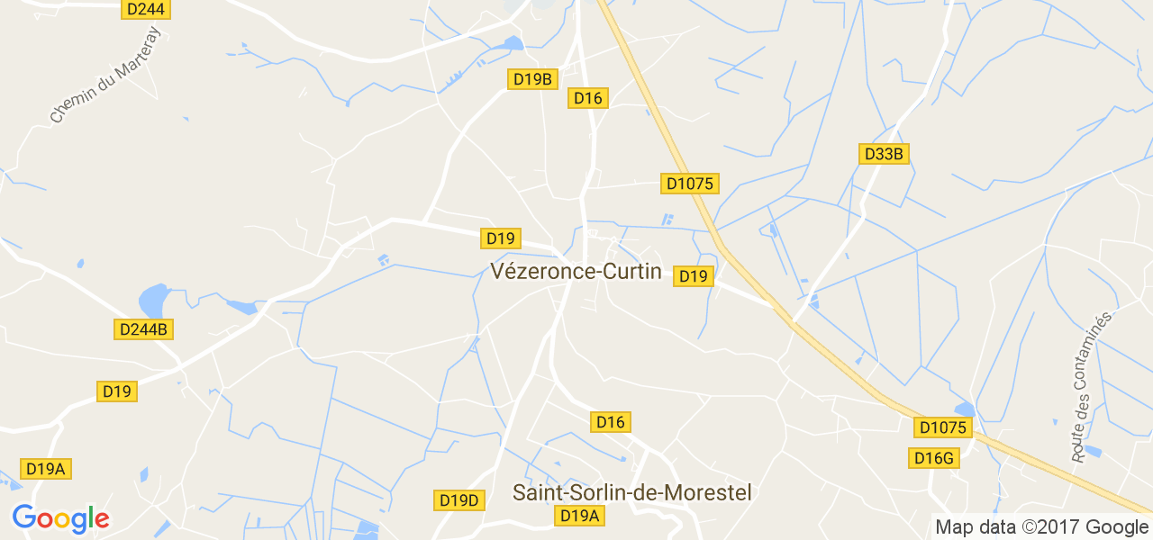 map de la ville de Vézeronce-Curtin