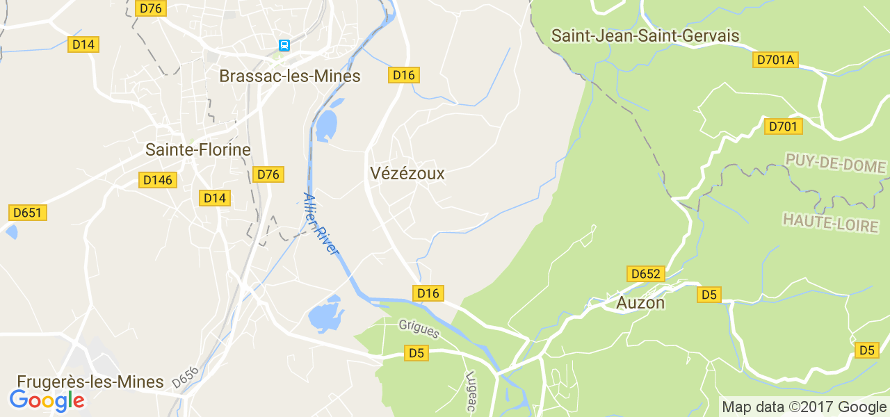 map de la ville de Vézézoux