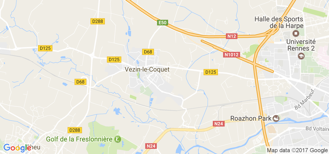 map de la ville de Vezin-le-Coquet