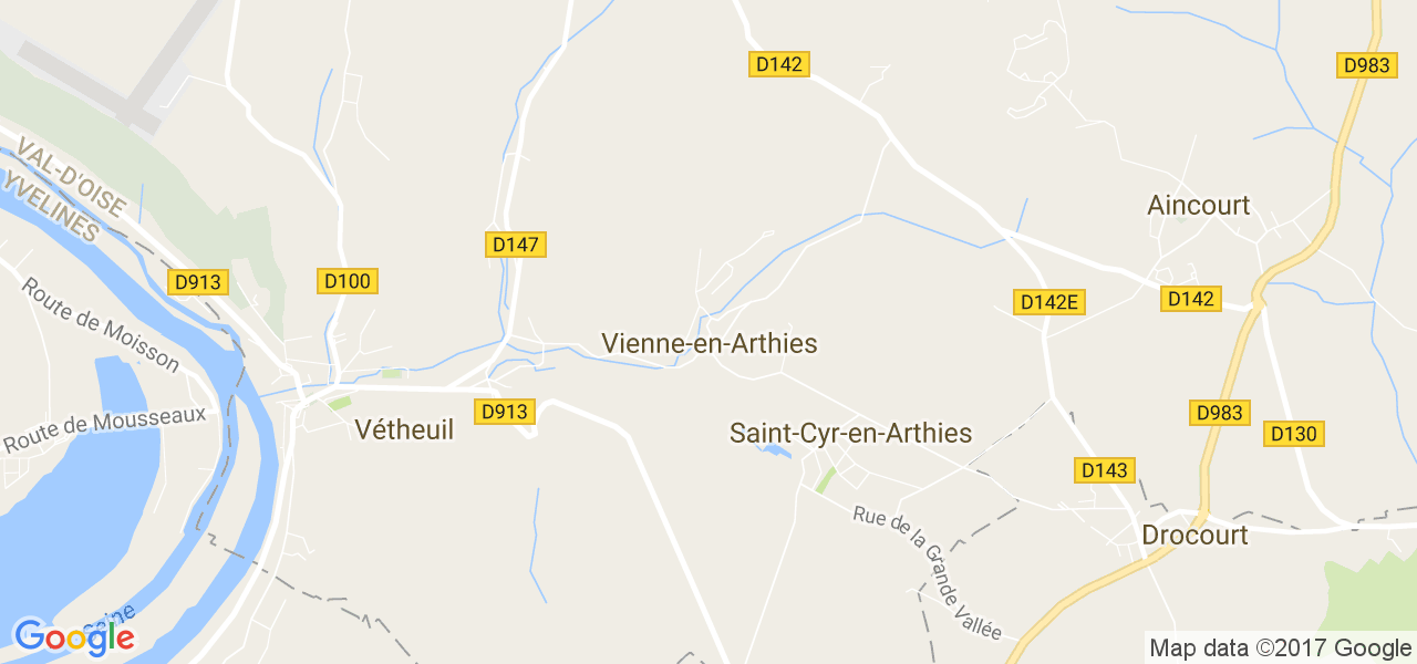 map de la ville de Vienne-en-Arthies