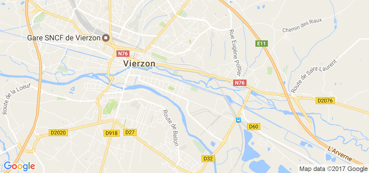 map de la ville de Vierzon