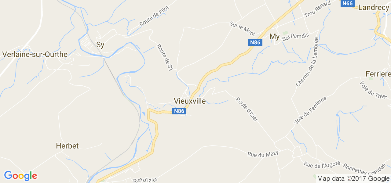 map de la ville de Vieuxville