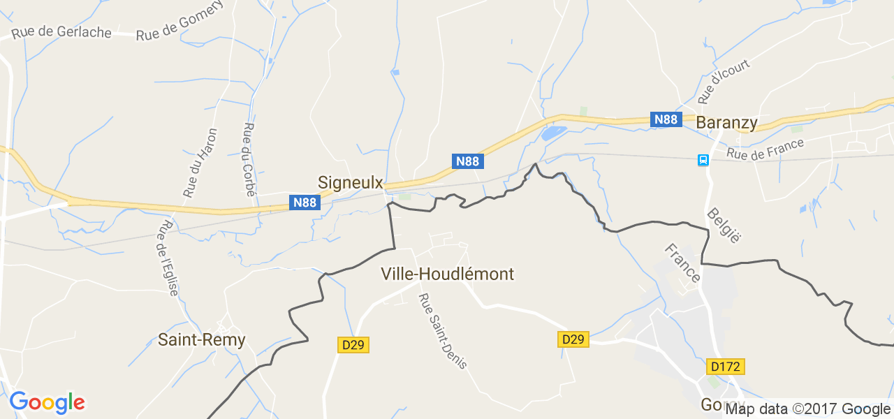 map de la ville de Ville-Houdlémont