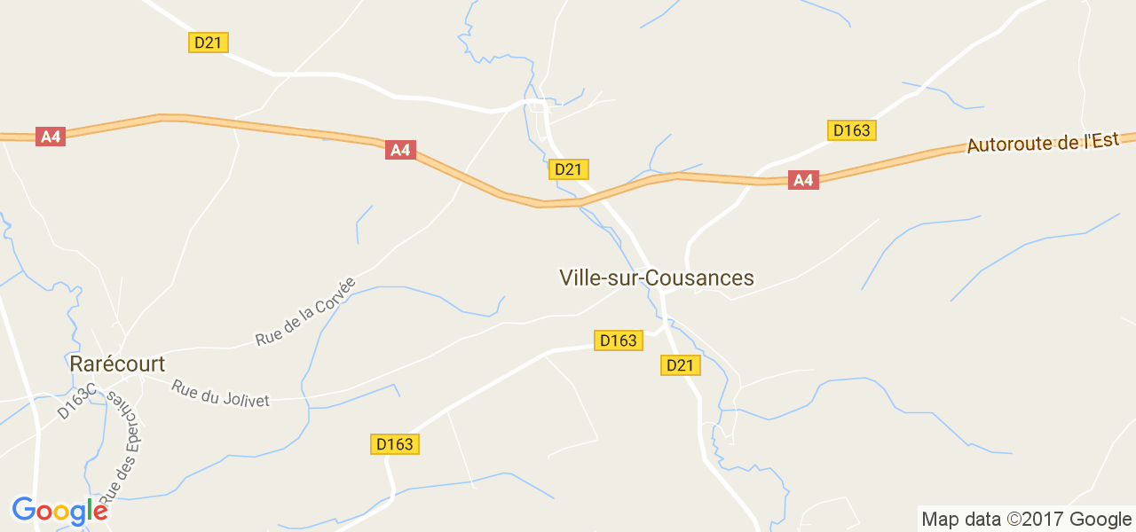 map de la ville de Ville-sur-Cousances