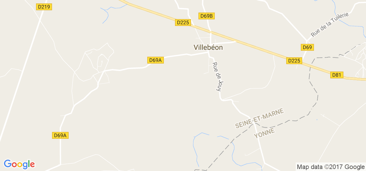 map de la ville de Villebéon