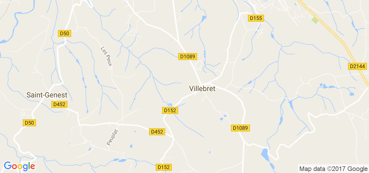 map de la ville de Villebret