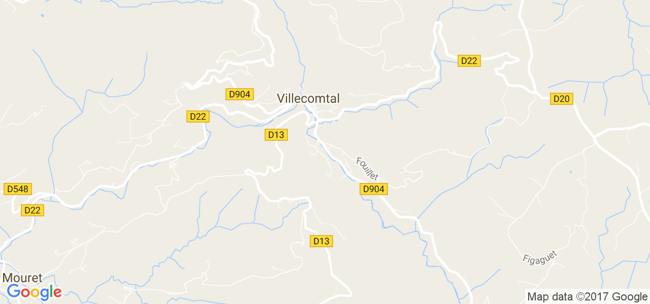 map de la ville de Villecomtal