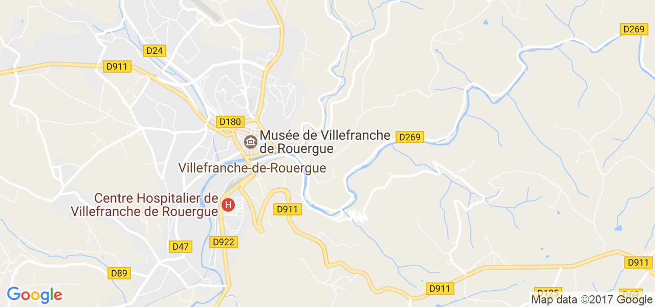 map de la ville de Villefranche-de-Rouergue