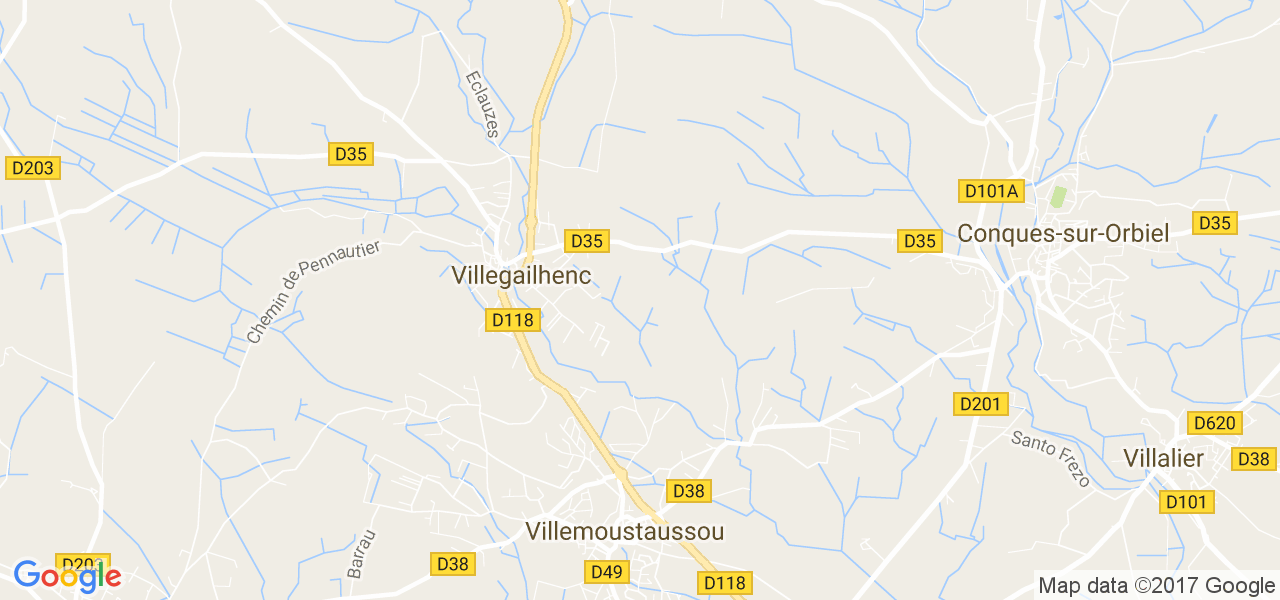 map de la ville de Villegailhenc