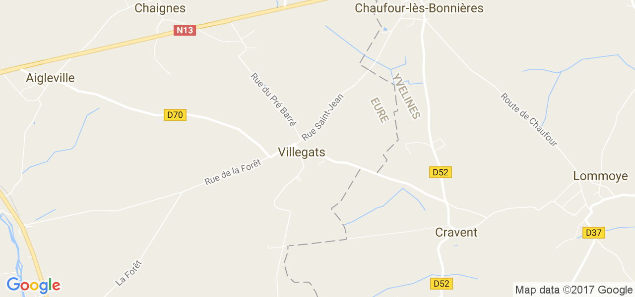 map de la ville de Villegats