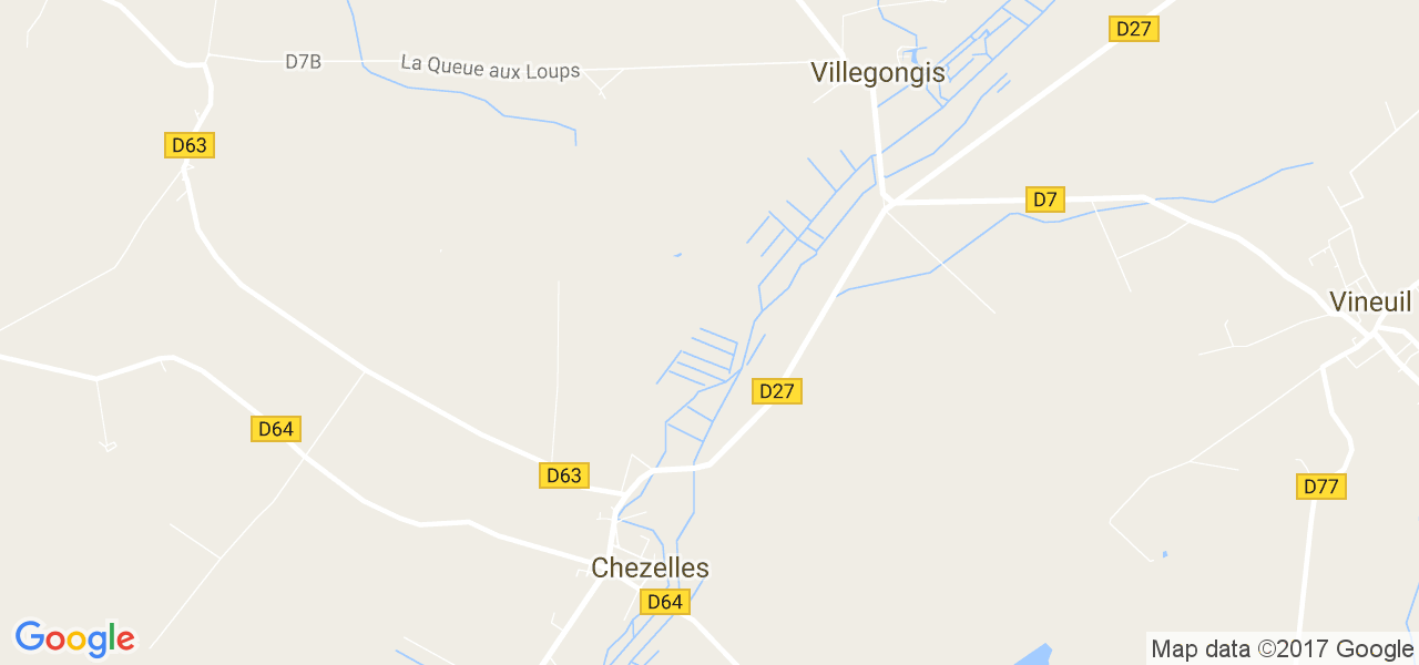 map de la ville de Villegongis