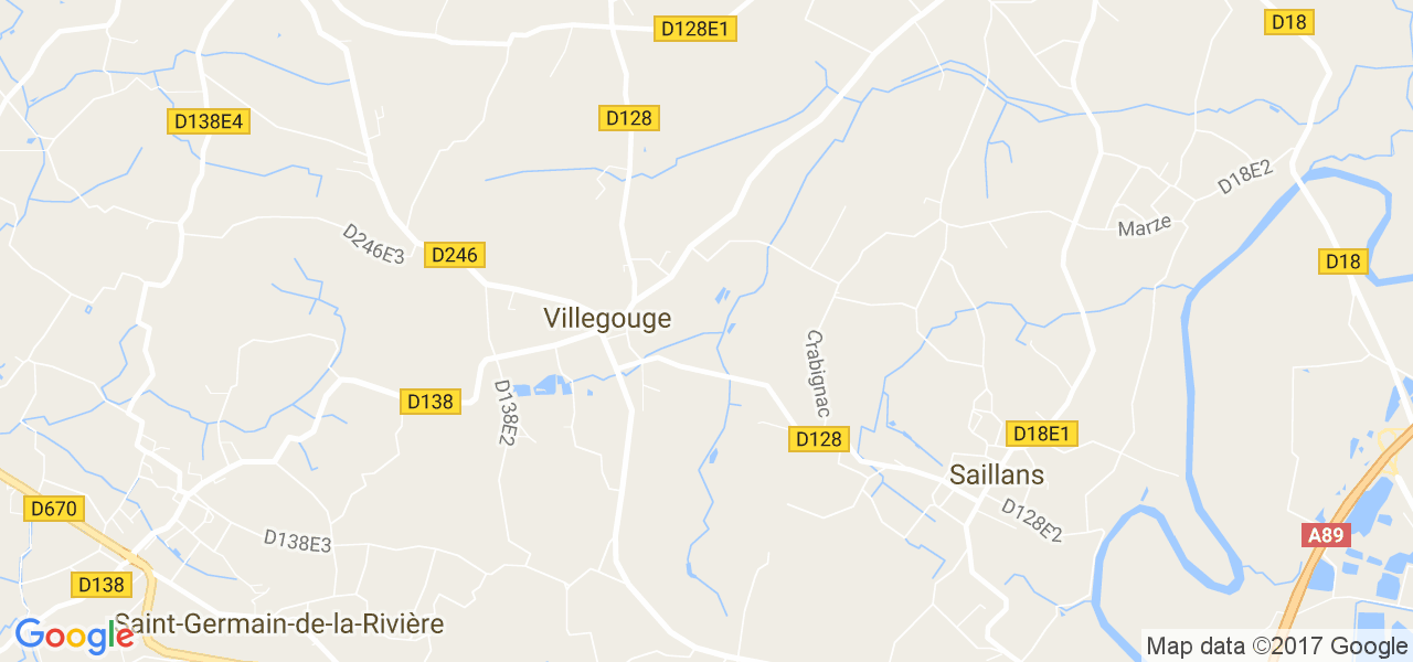 map de la ville de Villegouge