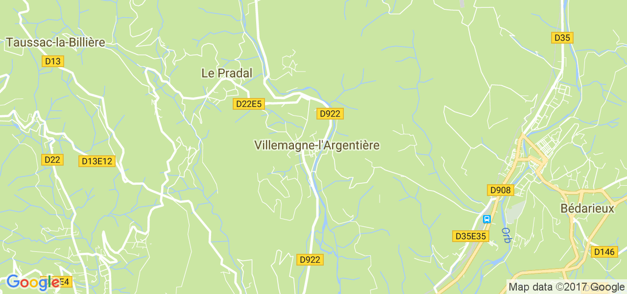 map de la ville de Villemagne-l'Argentière