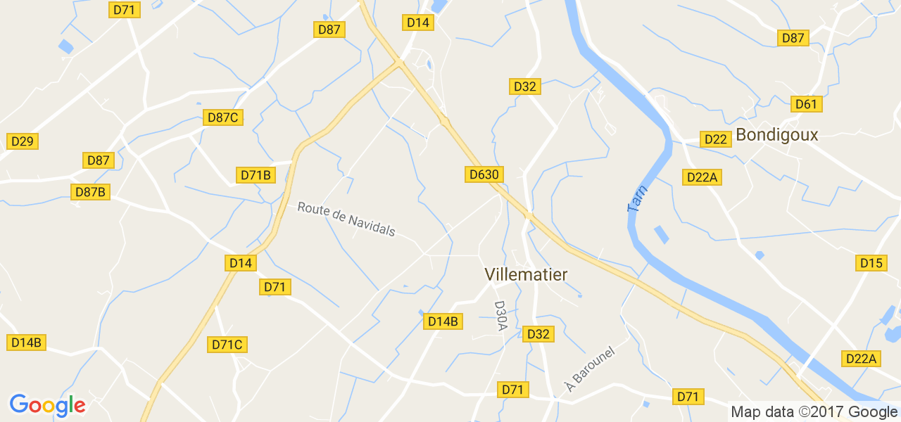 map de la ville de Villematier