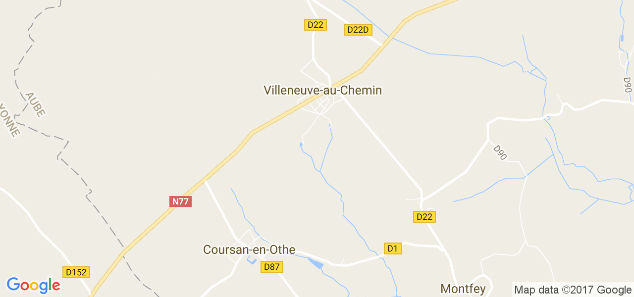 map de la ville de Villeneuve-au-Chemin