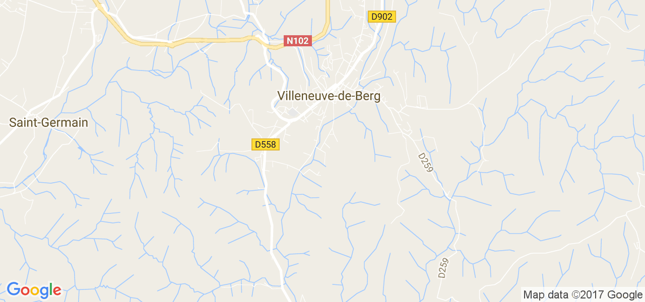 map de la ville de Villeneuve-de-Berg