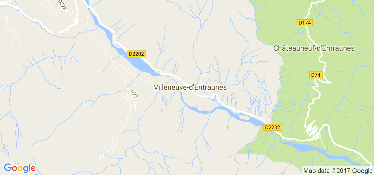 map de la ville de Villeneuve-d'Entraunes