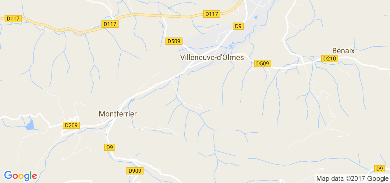 map de la ville de Villeneuve-d'Olmes