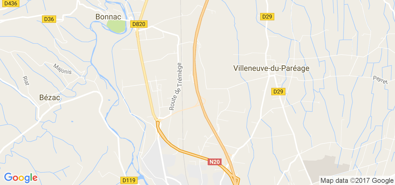 map de la ville de Villeneuve-du-Paréage