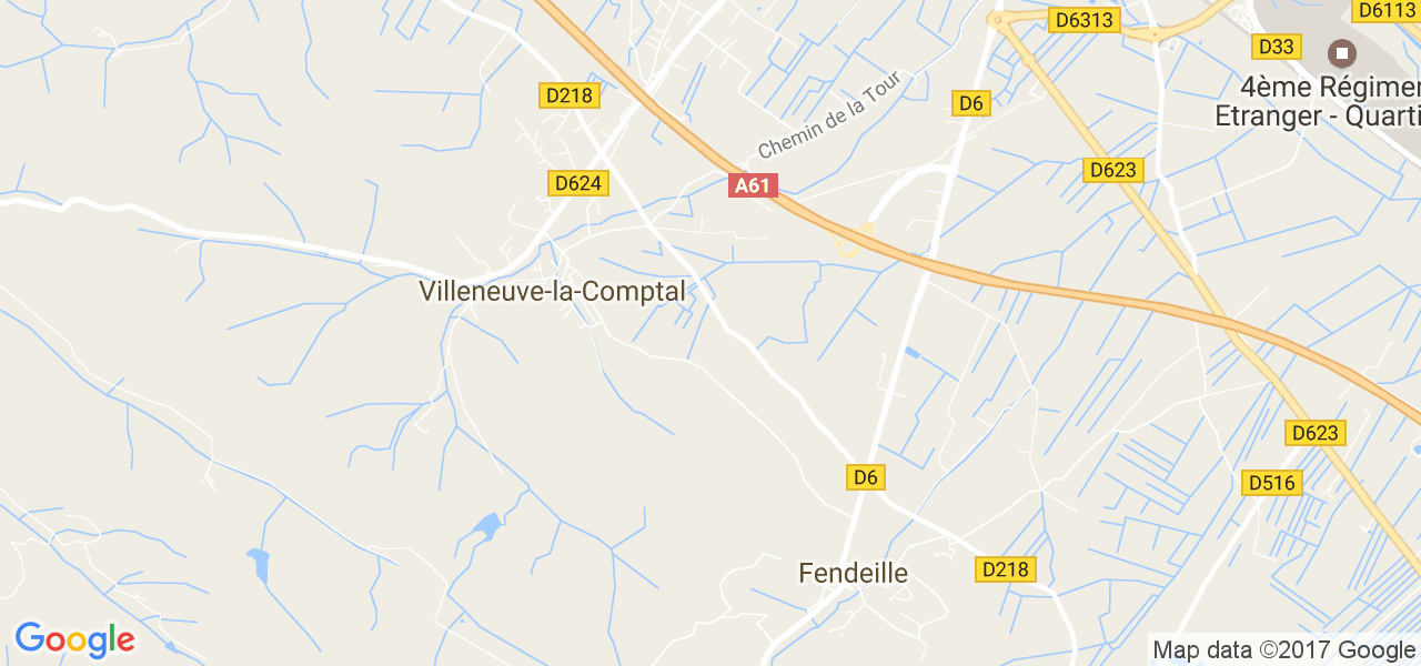 map de la ville de Villeneuve-la-Comptal