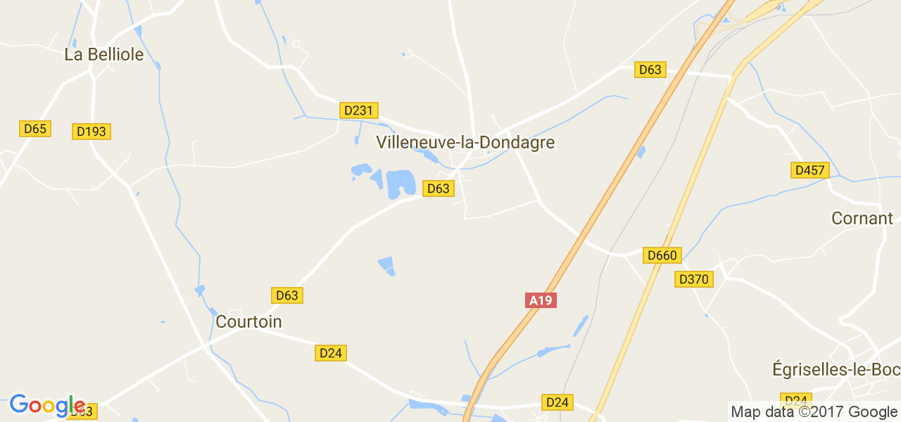 map de la ville de Villeneuve-la-Dondagre