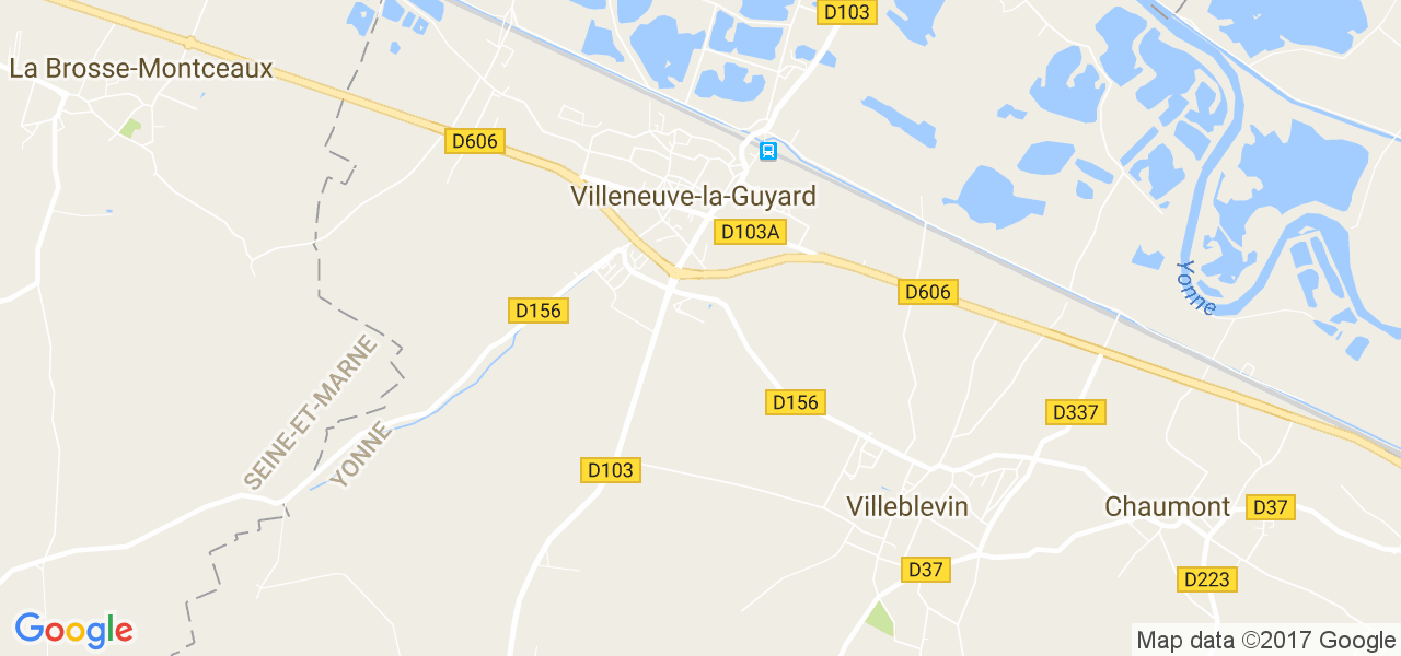 map de la ville de Villeneuve-la-Guyard