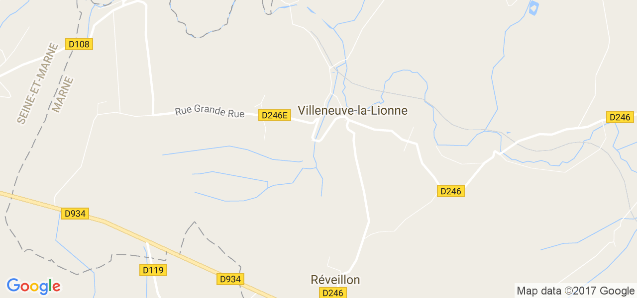 map de la ville de Villeneuve-la-Lionne