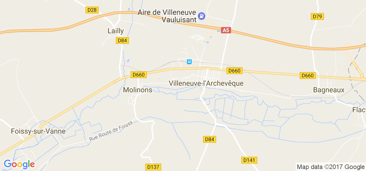 map de la ville de Villeneuve-l'Archevêque