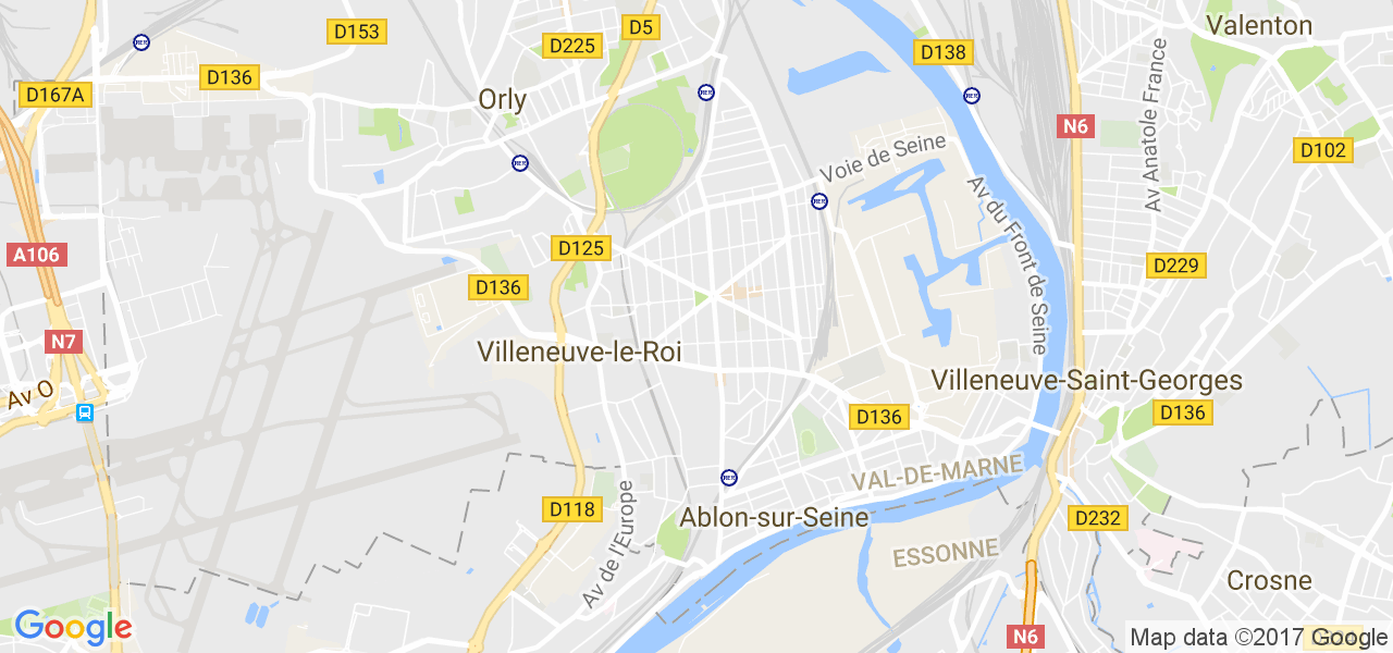 map de la ville de Villeneuve-le-Roi