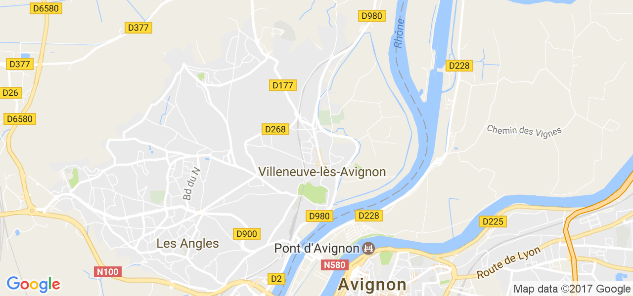 map de la ville de Villeneuve-lès-Avignon