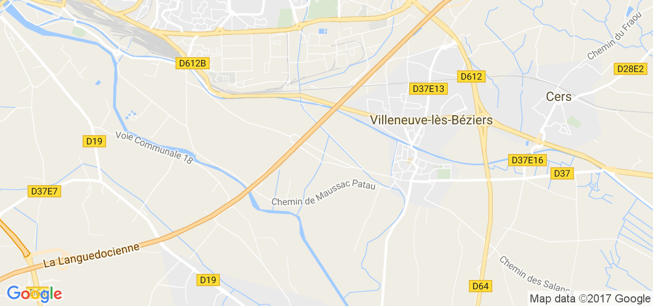 map de la ville de Villeneuve-lès-Béziers