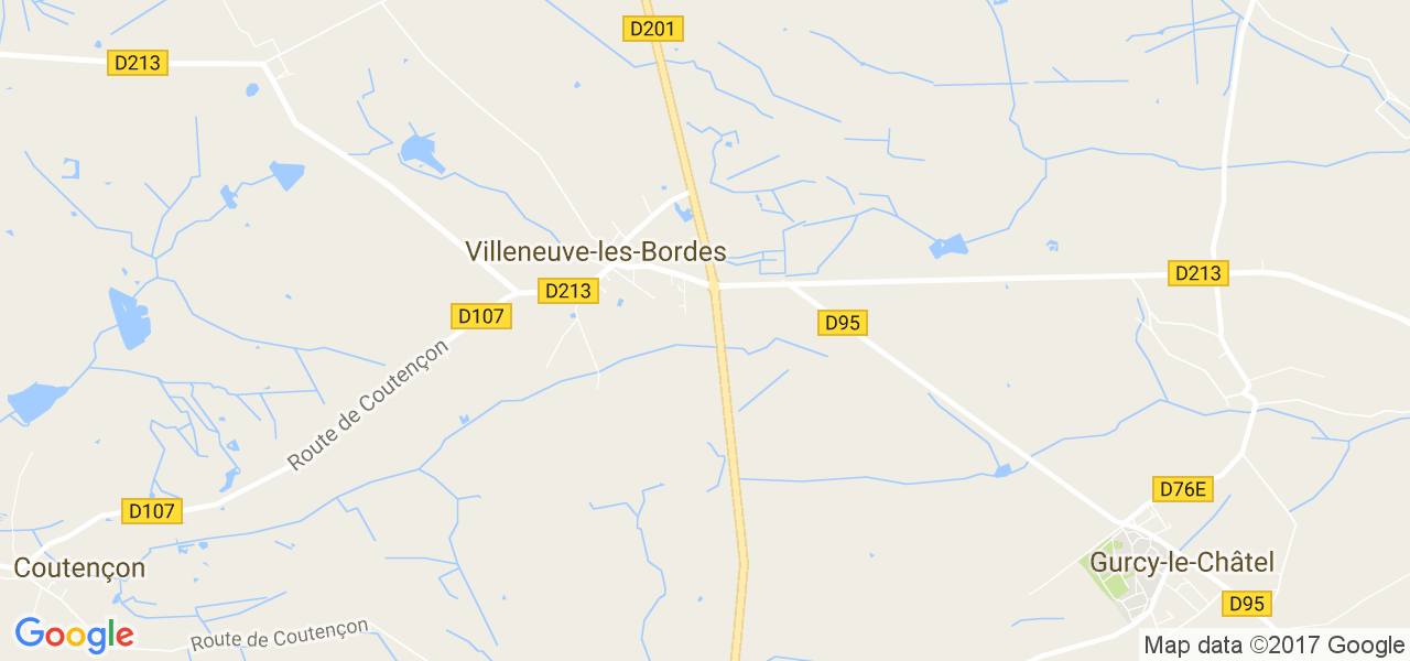 map de la ville de Villeneuve-les-Bordes