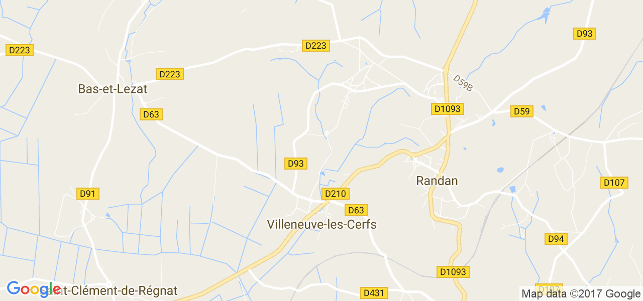 map de la ville de Villeneuve-les-Cerfs