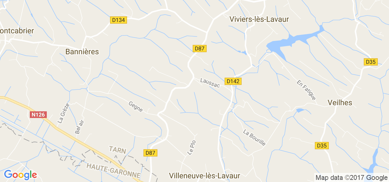 map de la ville de Villeneuve-lès-Lavaur